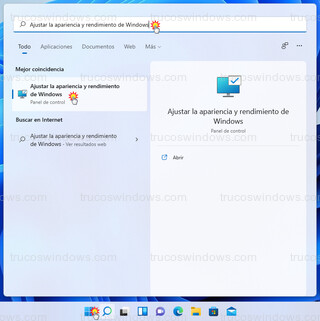 Windows 11 - Ajustar la apariencia y rendimiento de Windows