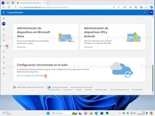 Cuenta Microsoft - Borrar la configuración sincronizada