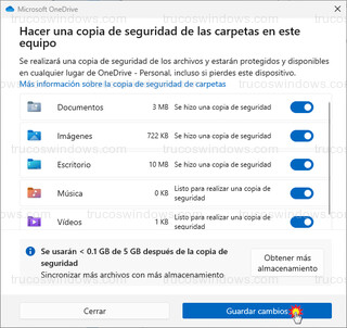 Microsoft OneDrive - Hacer una copia de seguridad de las carpetas en este equipo