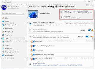 Copias de seguridad en Windows - Recordar mis aplicaciones y recordar mis preferencias